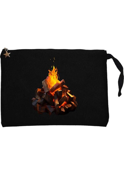 Camp Fire Siyah Clutch Astarlı Cüzdan / El Çantası