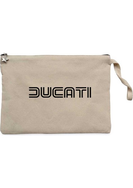 Ducat Text Krem Clutch Astarlı Cüzdan / El Çantası