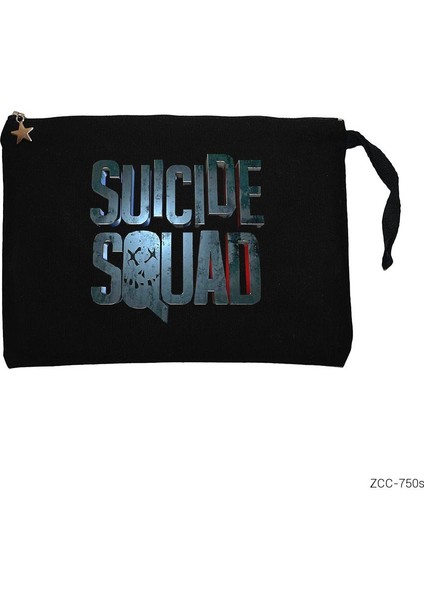 Suicide Squad Logo Siyah Clutch Astarlı Cüzdan / El Çantası