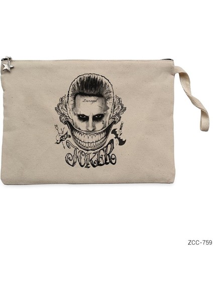 Suicide Squad Joker Smile Krem Clutch Astarlı Cüzdan / El Çantası