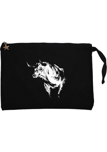 Boğa Silüet Siyah Clutch Astarlı Cüzdan / El Çantası