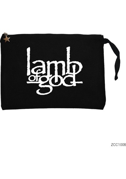 Lamb Of God Logo Siyah Clutch Astarlı Cüzdan / El Çantası
