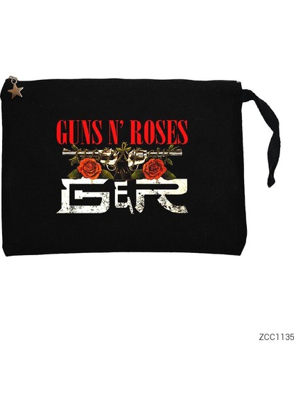 Guns N Roses Guns Siyah Clutch Astarlı Cüzdan / El Çantası