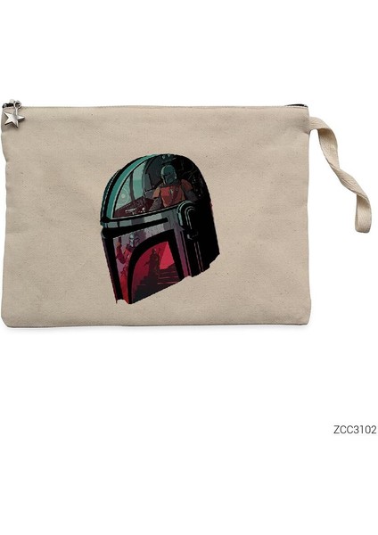 The Mandalorian Helmet Krem Clutch Astarlı Cüzdan / El Çantası