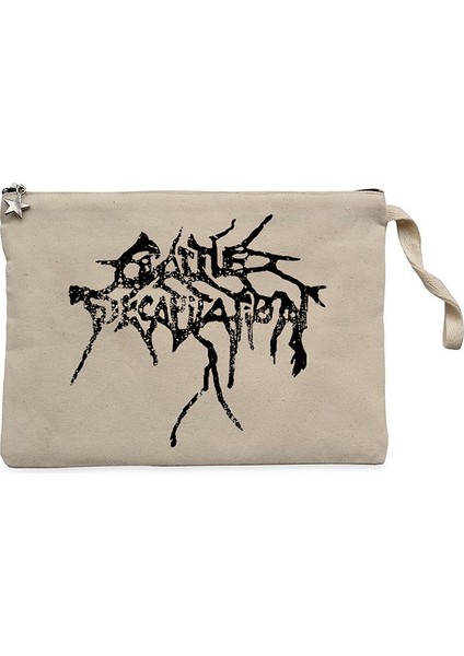 Cattle Decapitation Logo Krem Clutch Astarlı Cüzdan / El Çantası