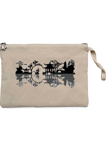 Black Chinese Reflection View Krem Clutch Astarlı Cüzdan / El Çantası