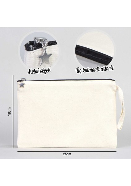 Black Chinese Reflection View Krem Clutch Astarlı Cüzdan / El Çantası