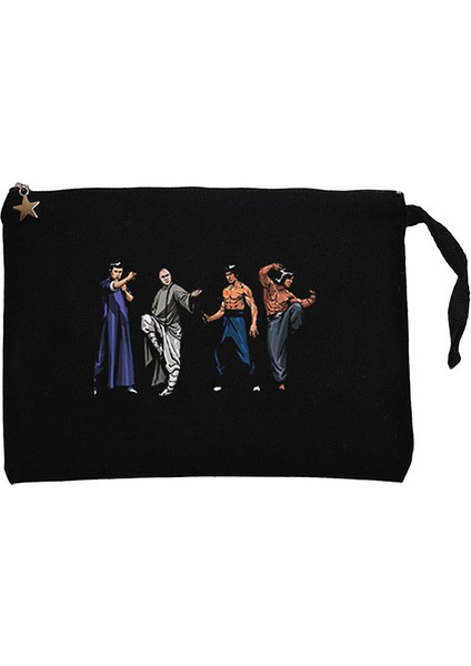 Kung Fu Legends Siyah Clutch Astarlı Cüzdan / El Çantası