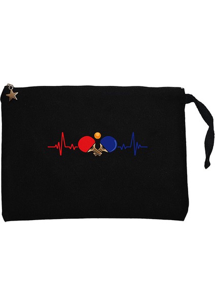Ping Pong Heartbeat Siyah Clutch Astarlı Cüzdan / El Çantası