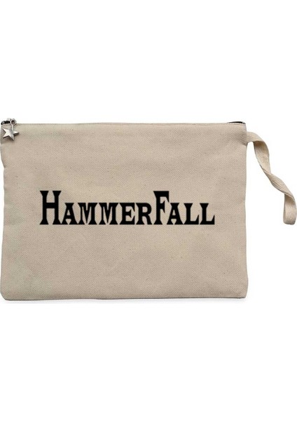 Hammerfall Text Krem Clutch Astarlı Cüzdan / El Çantası