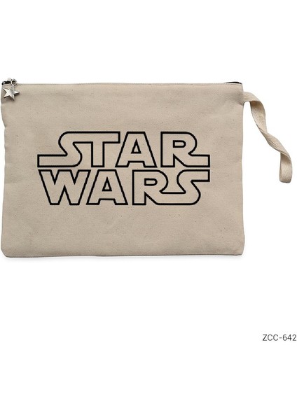 Star Wars Logo Line Krem Clutch Astarlı Cüzdan / El Çantası