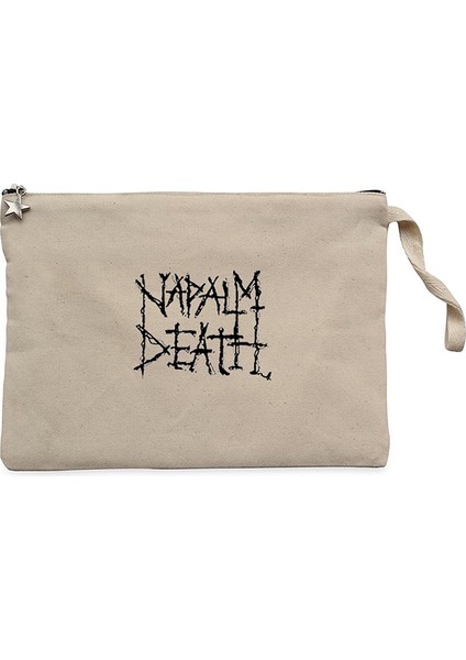 Napalm Death Logo Symboll Krem Clutch Astarlı Cüzdan / El Çantası