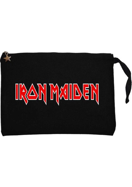 Iron Maiden Red Text Siyah Clutch Astarlı Cüzdan / El Çantası