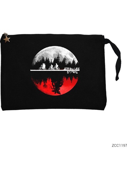 Stranger Things Moon Siyah Clutch Astarlı Cüzdan / El Çantası