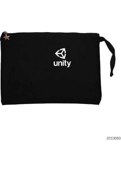 Unity Logo Siyah Clutch Astarlı Cüzdan / El Çantası