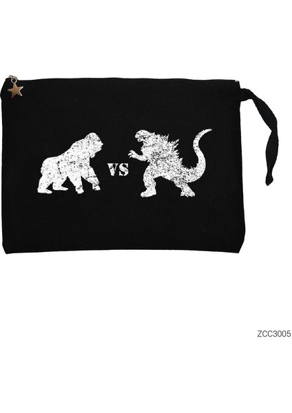 Godzilla Vs King Kong Siyah Clutch Astarlı Cüzdan / El Çantası