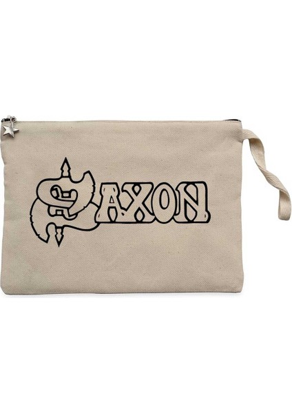 Saxon Logo Text Krem Clutch Astarlı Cüzdan / El Çantası