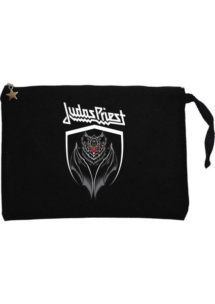 Judas Priest Bat Siyah Clutch Astarlı Cüzdan / El Çantası