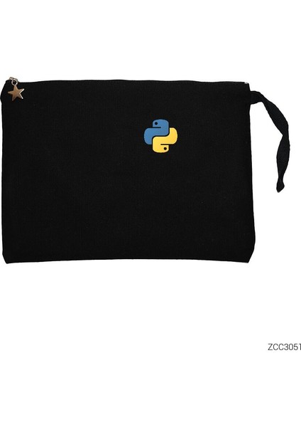 Python Yazılımcı Siyah Clutch Astarlı Cüzdan / El Çantası