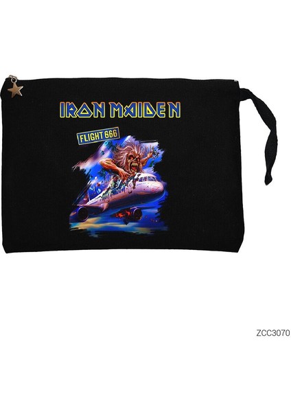 Iron Maiden Flight 666 Siyah Clutch Astarlı Cüzdan / El Çantası