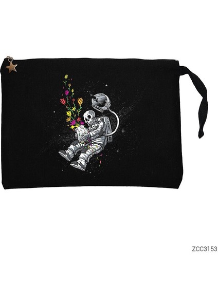 End Of Human Siyah Clutch Astarlı Cüzdan / El Çantası