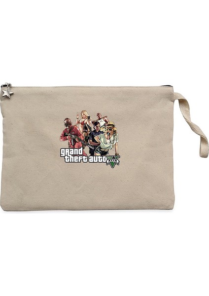 Grand Theft Auto Five Team Krem Clutch Astarlı Cüzdan / El Çantası