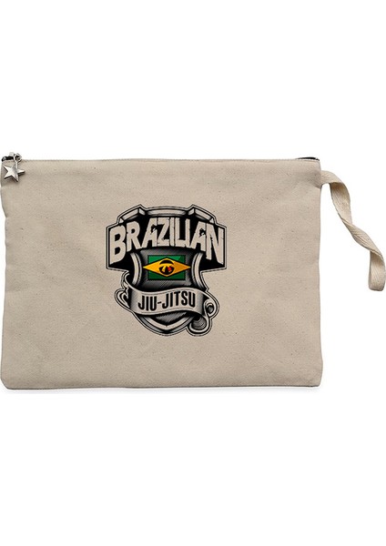 Brezilya Jiujitsusu Krem Clutch Astarlı Cüzdan / El Çantası