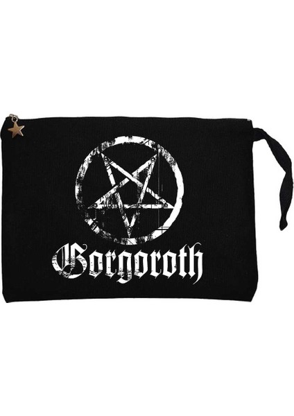 Gorgoroth Pentagram Siyah Clutch Astarlı Cüzdan / El Çantası