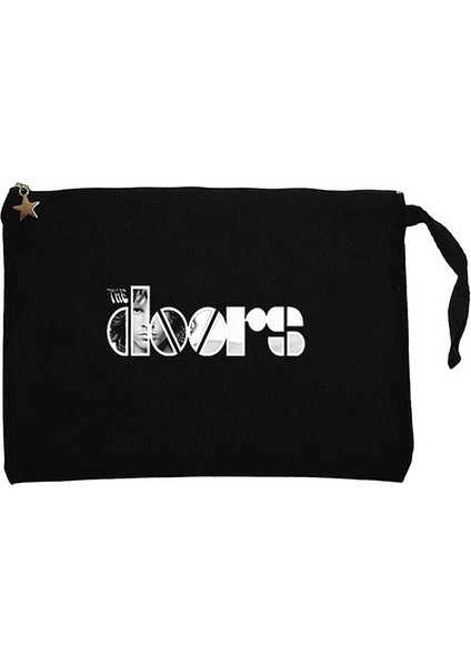The Doors Logo Siyah Clutch Astarlı Cüzdan / El Çantası