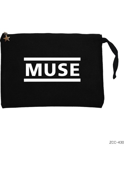 Muse Logo Siyah Clutch Astarlı Cüzdan / El Çantası