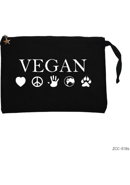 Vegan Siyah Clutch Astarlı Cüzdan / El Çantası