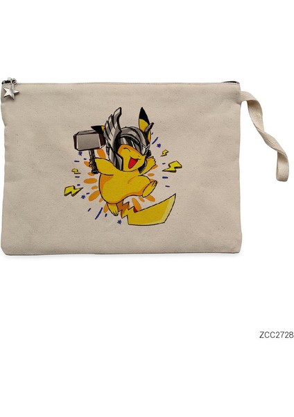 Pikachu Thor Krem Clutch Astarlı Cüzdan / El Çantası