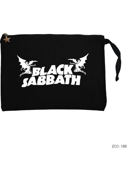 Black Sabbath Siyah Clutch Astarlı Cüzdan / El Çantası