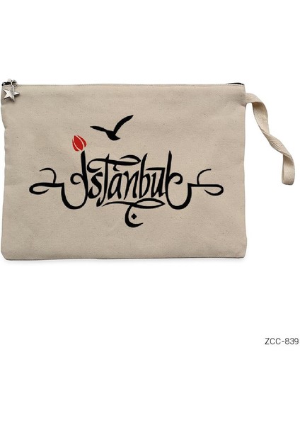 Istanbul Hat Krem Clutch Astarlı Cüzdan / El Çantası