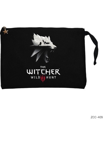 The Witcher 3 Wolf Silhouette Siyah Clutch Astarlı Cüzdan / El Çantası