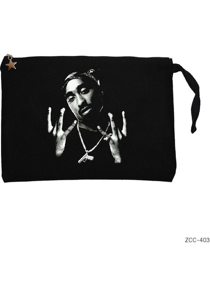 Tupac Shakur West Side Siyah Clutch Astarlı Cüzdan / El Çantası