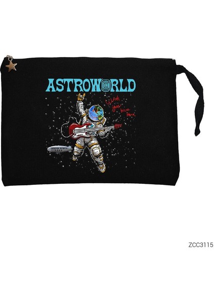 Travis Scott 2019 Space Siyah Clutch Astarlı Cüzdan / El Çantası