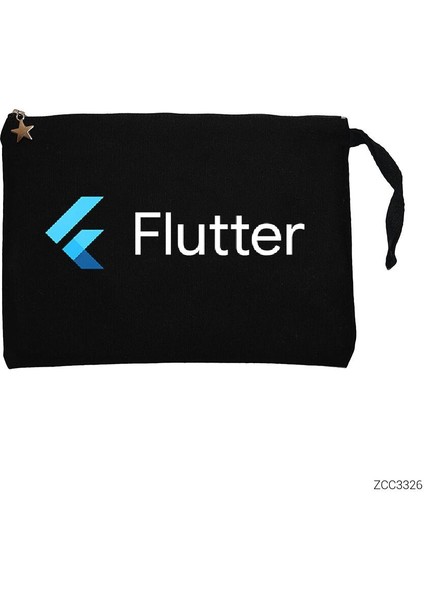 Flutter Siyah Clutch Astarlı Cüzdan / El Çantası