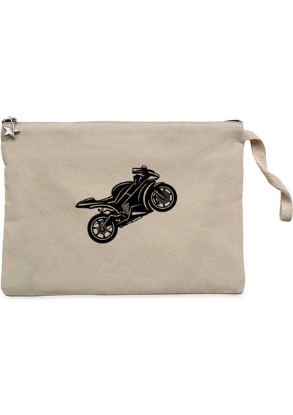 Motosiklet Siluet Siyah Clutch Astarlı Cüzdan / El Çantası