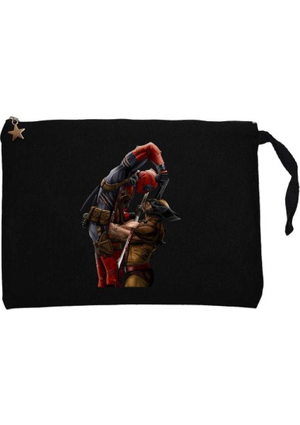 Deadpool Wolverine Siyah Clutch Astarlı Cüzdan / El Çantası