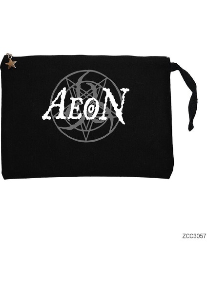 Aeon Logo Siyah Clutch Astarlı Cüzdan / El Çantası