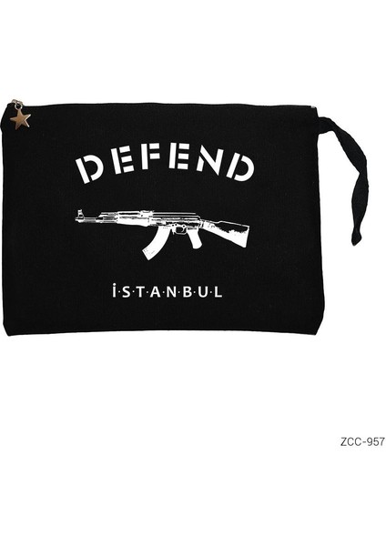 Defend Istanbul Siyah Clutch Astarlı Cüzdan / El Çantası