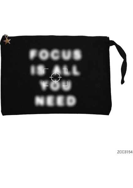 Focus Siyah Clutch Astarlı Cüzdan / El Çantası