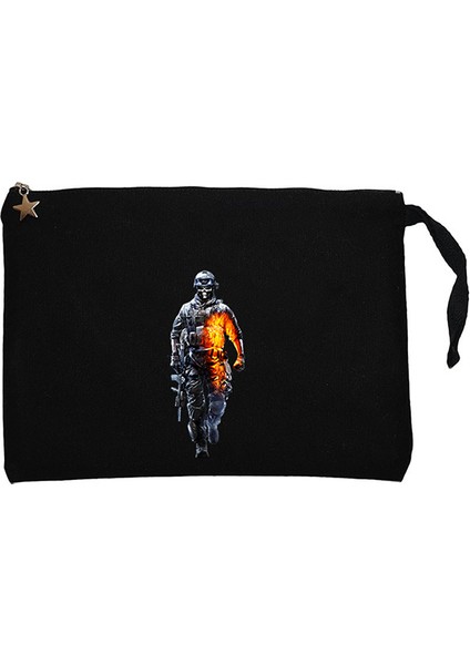 Call Of Duty Skull Warrior Siyah Clutch Astarlı Cüzdan / El Çantası