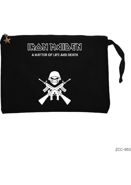 Iron Maiden Matter Of Life Siyah Clutch Astarlı Cüzdan / El Çantası