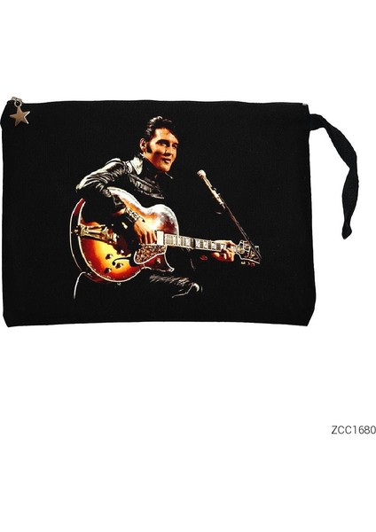 Elvis Presley Siyah Clutch Astarlı Cüzdan / El Çantası