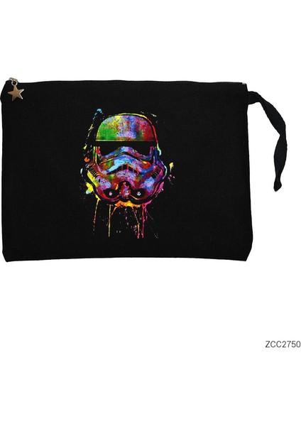 Star Wars Helmet Siyah Clutch Astarlı Cüzdan / El Çantası