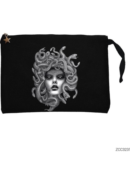 Medusa Siyah Clutch Astarlı Cüzdan / El Çantası