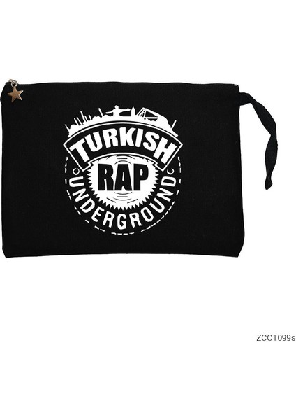 Türkçe Rap Siyah Clutch Astarlı Cüzdan / El Çantası