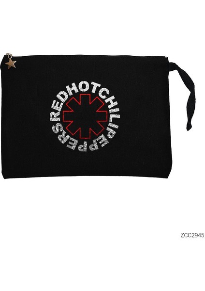 Red Hot Chilipeppers Siyah Clutch Astarlı Cüzdan / El Çantası